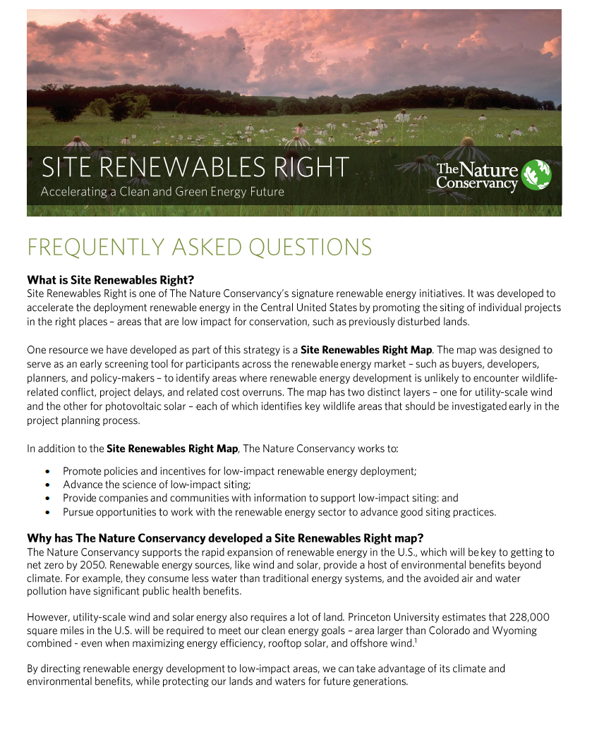 Photo of cover of Site Renewables Right FAQs.