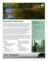 First page of the Allegheny Highlands fact sheet.