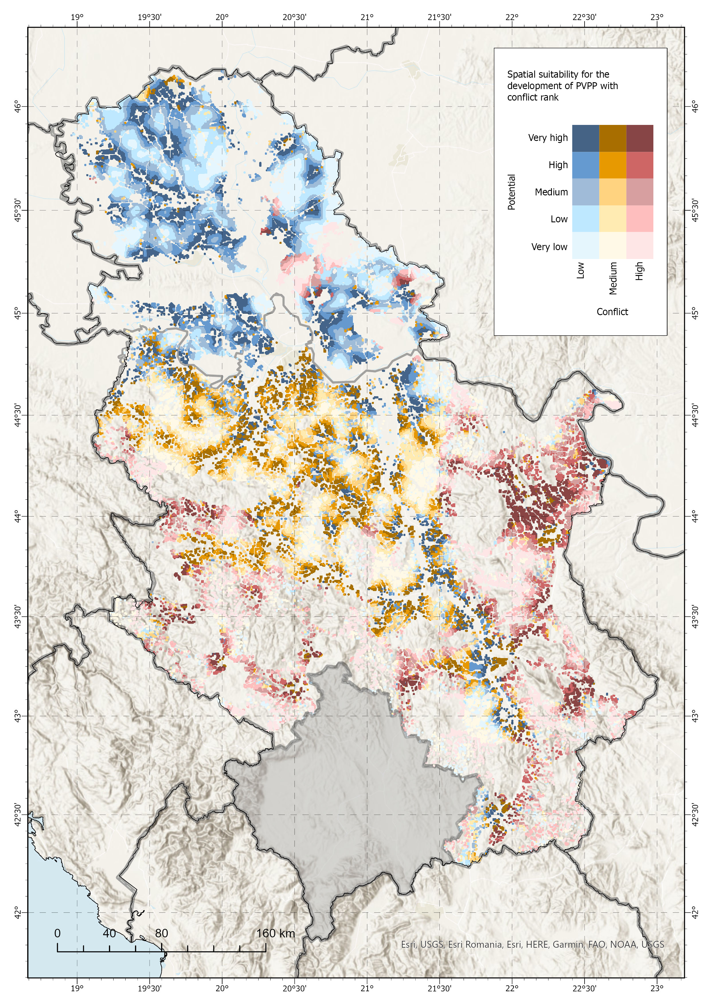 Analysis of solar potential in Serbia considering areas best for development against potential for environmental or cultural impact.