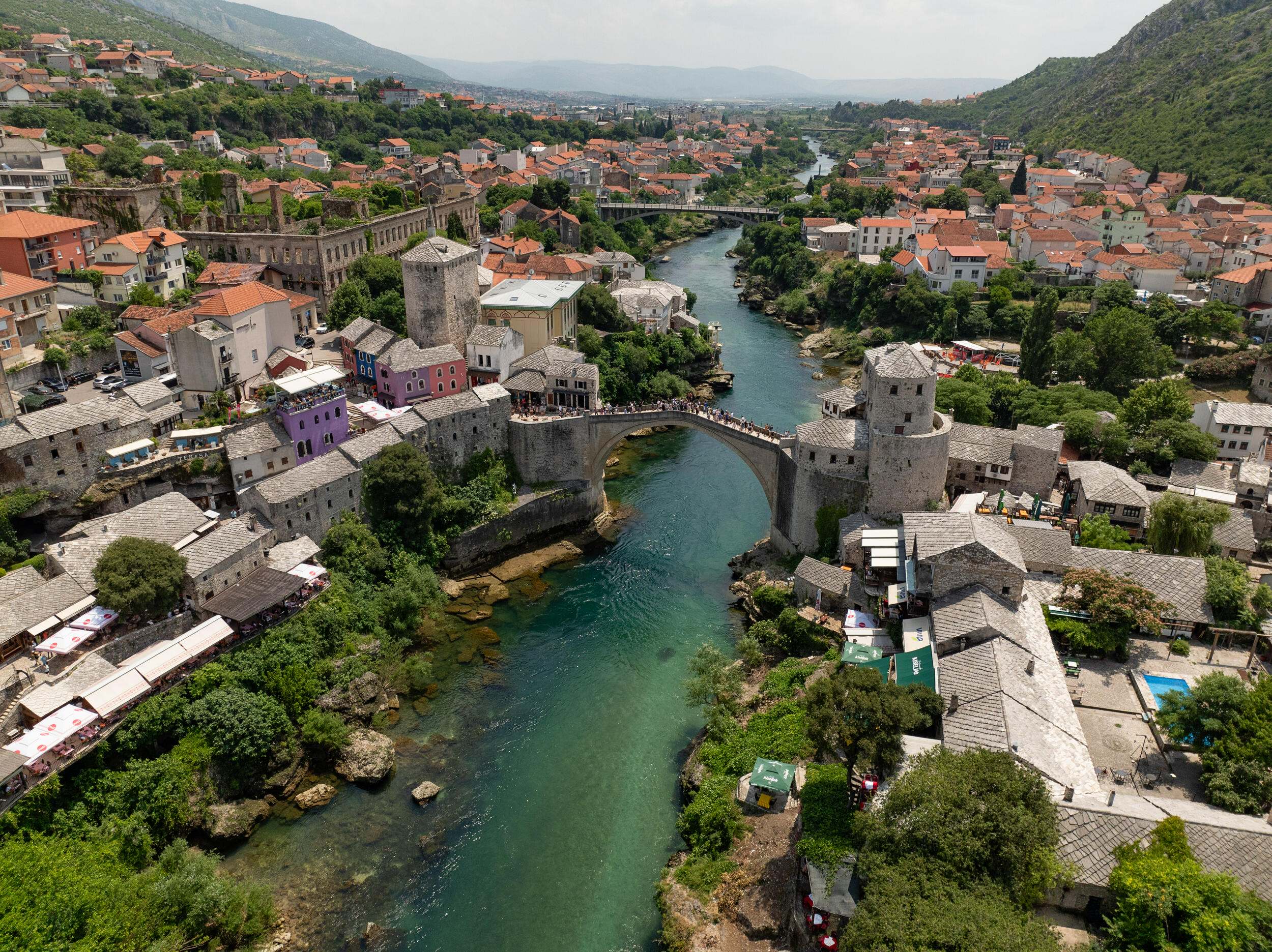 Aerial shot of Neretva river.