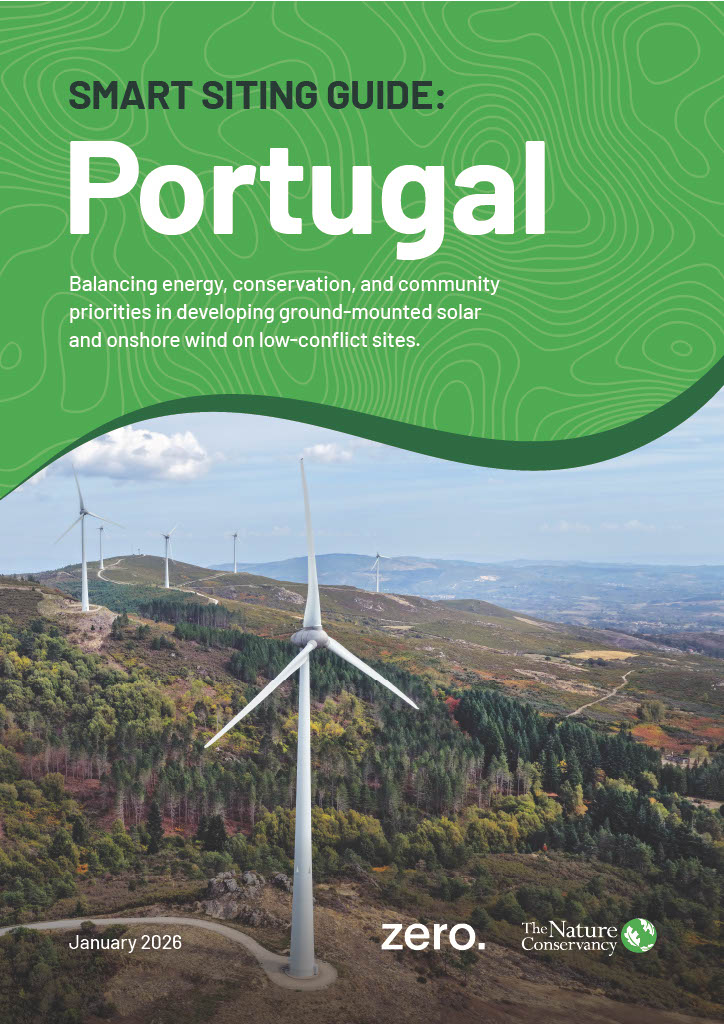 Smart Siting Guide: Portugal cover with wind turbines.