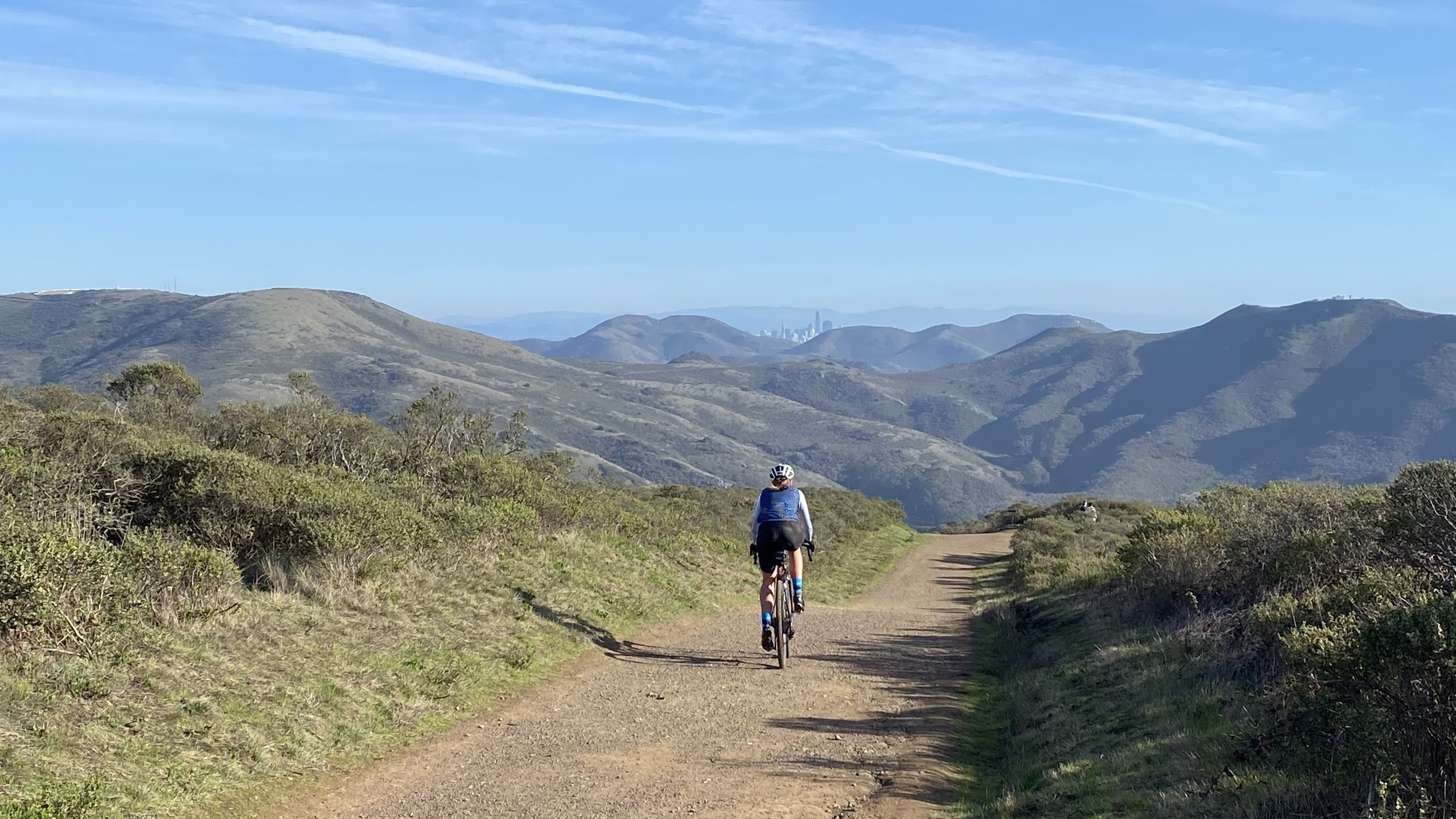 Jess on her bike in the Marin Headlands.