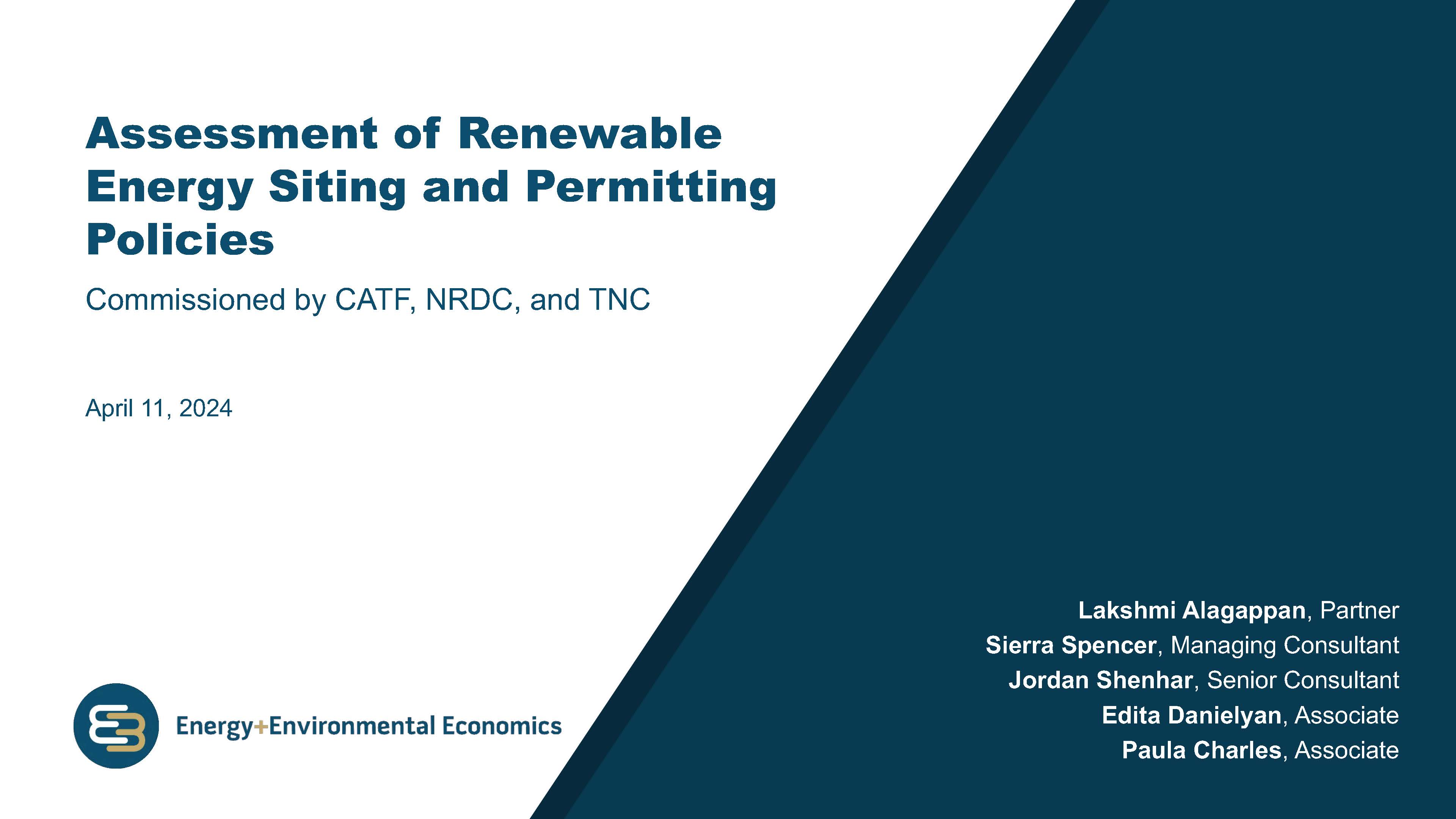 Assessment of Renewable Energy Siting and Permitting Policies