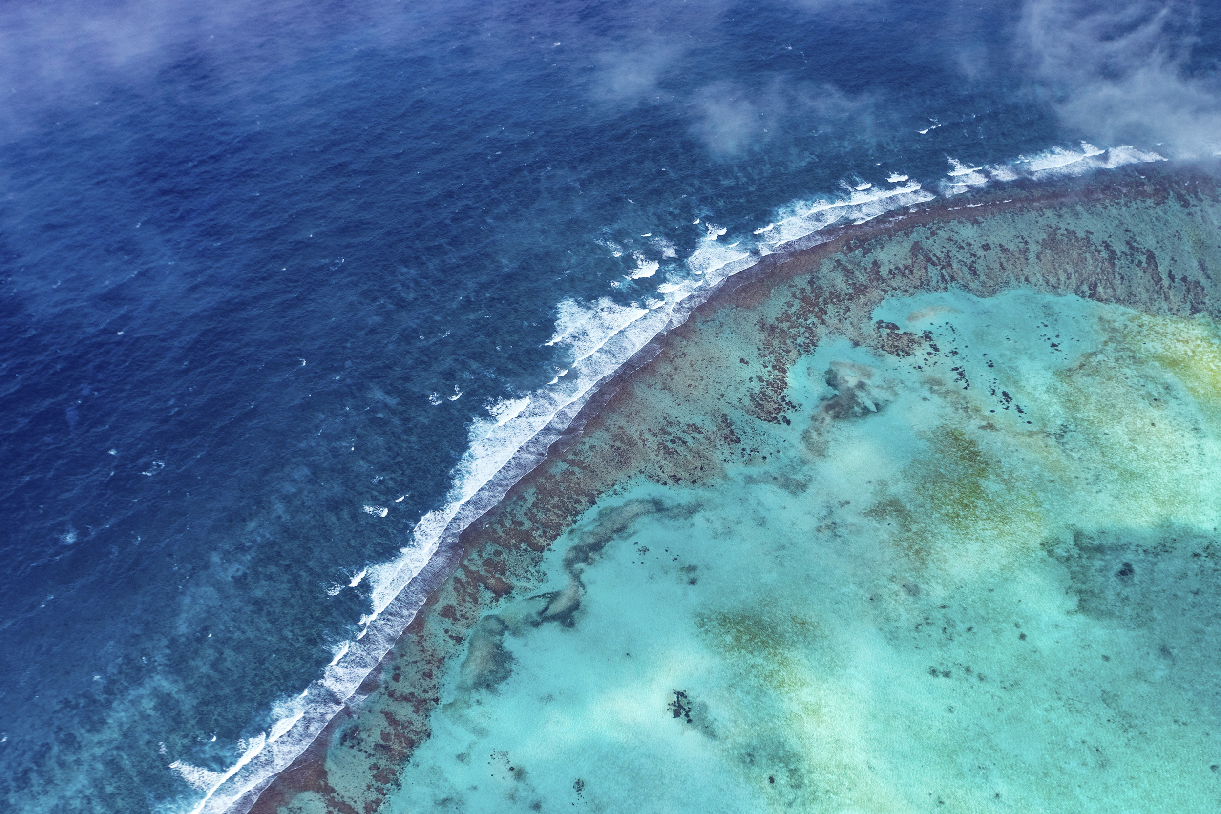 Aerial view of Barrier Reef of Belize.