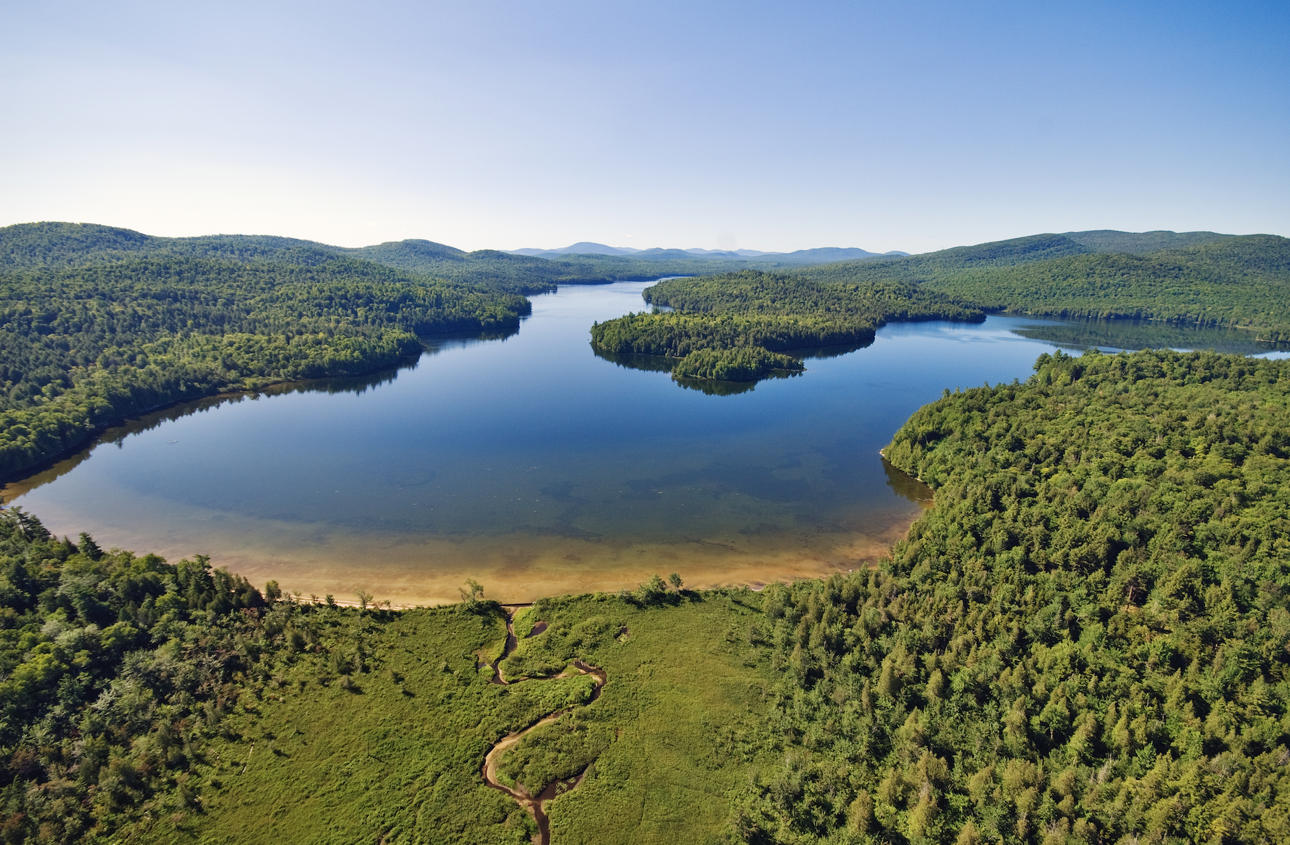 An aerial view of Follensby pond.