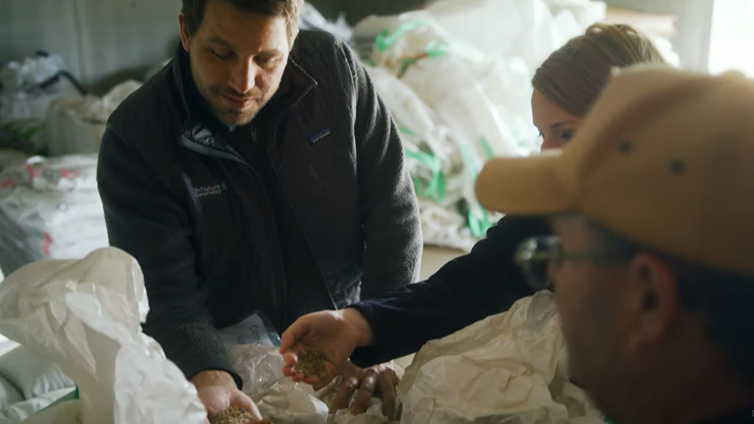 People looking at seeds.