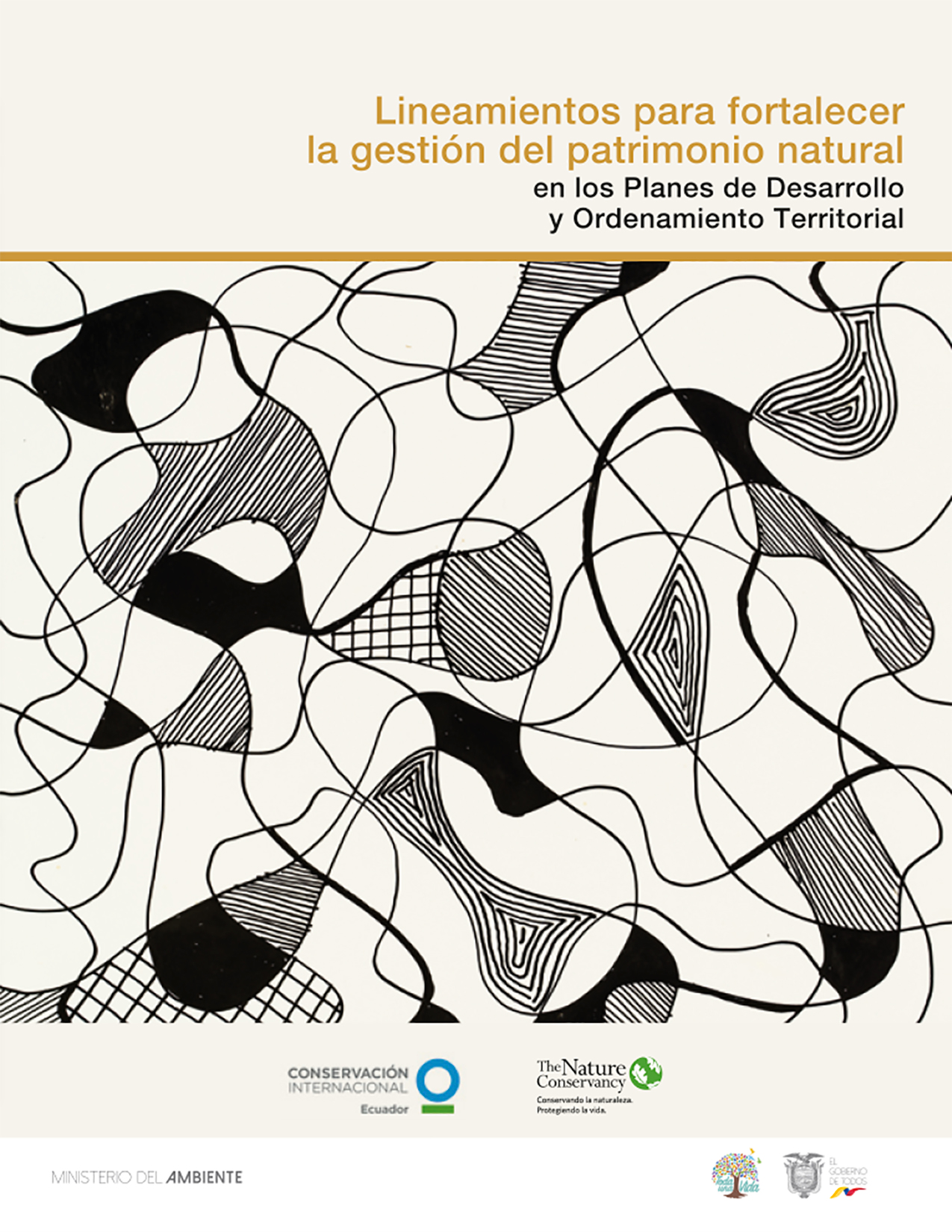 Book cover with modern art drawings with black and white waves.