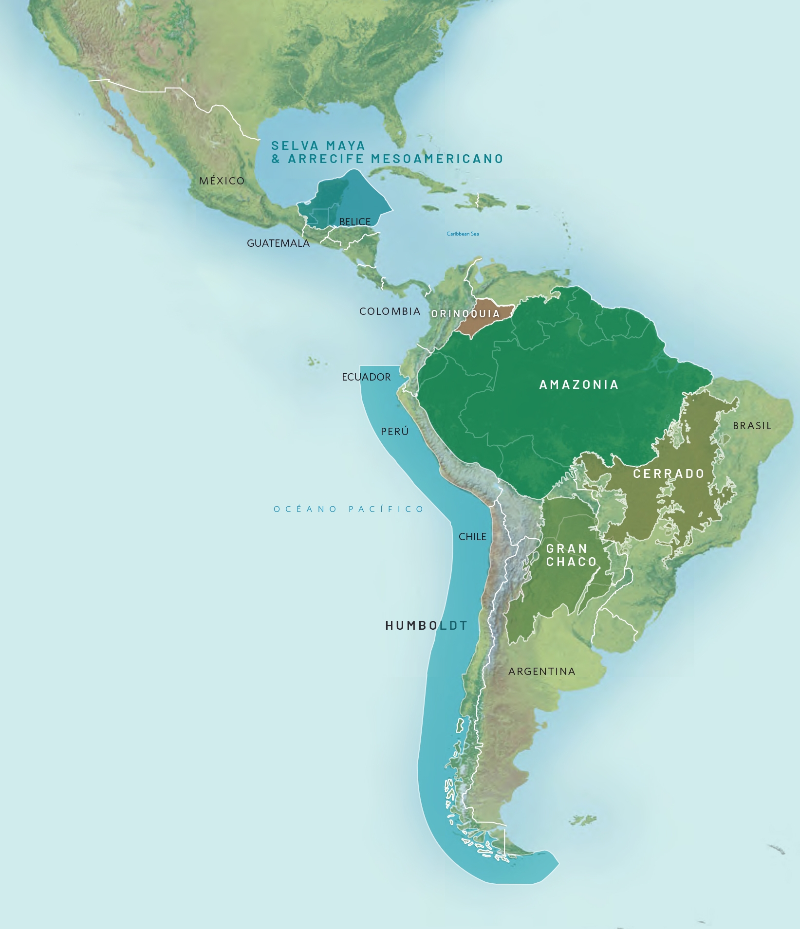 Mapa Paisajes Icónicos priorizados América Latina.