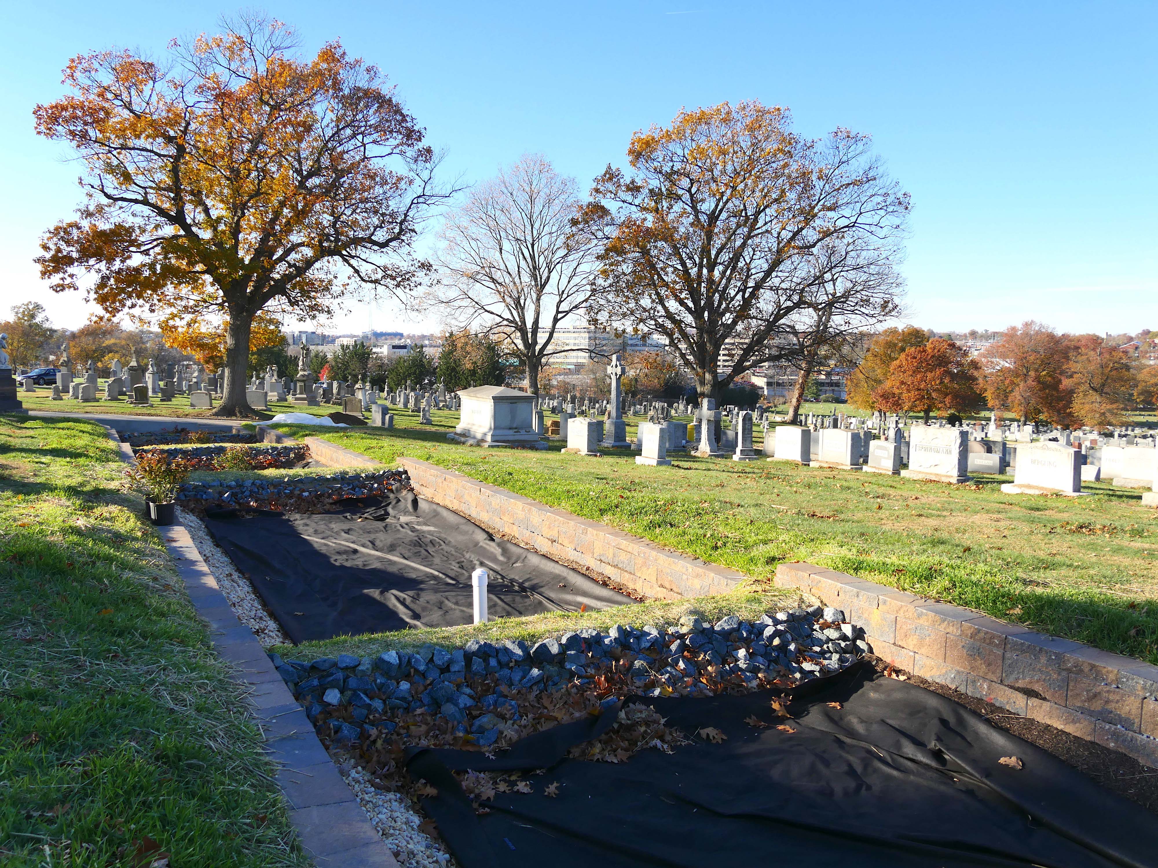 Construction in progress at Mt. Olivet cemetery