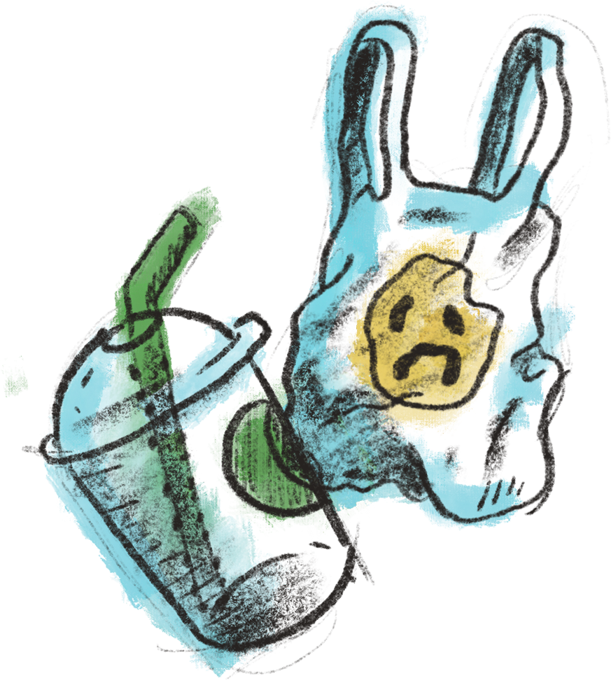 Single-Use Plastics Graphic icon.