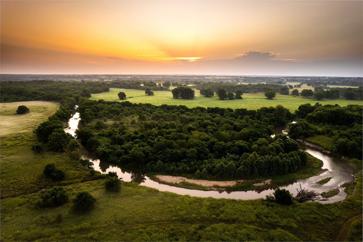 Blue River in Oklahoma at sunset.