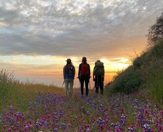 Hikers admiring the amazing views on the Bluffs Trail at Andrew Molera State Park. 
