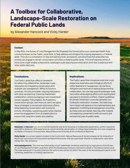 Cover of public lands rule opinion document.