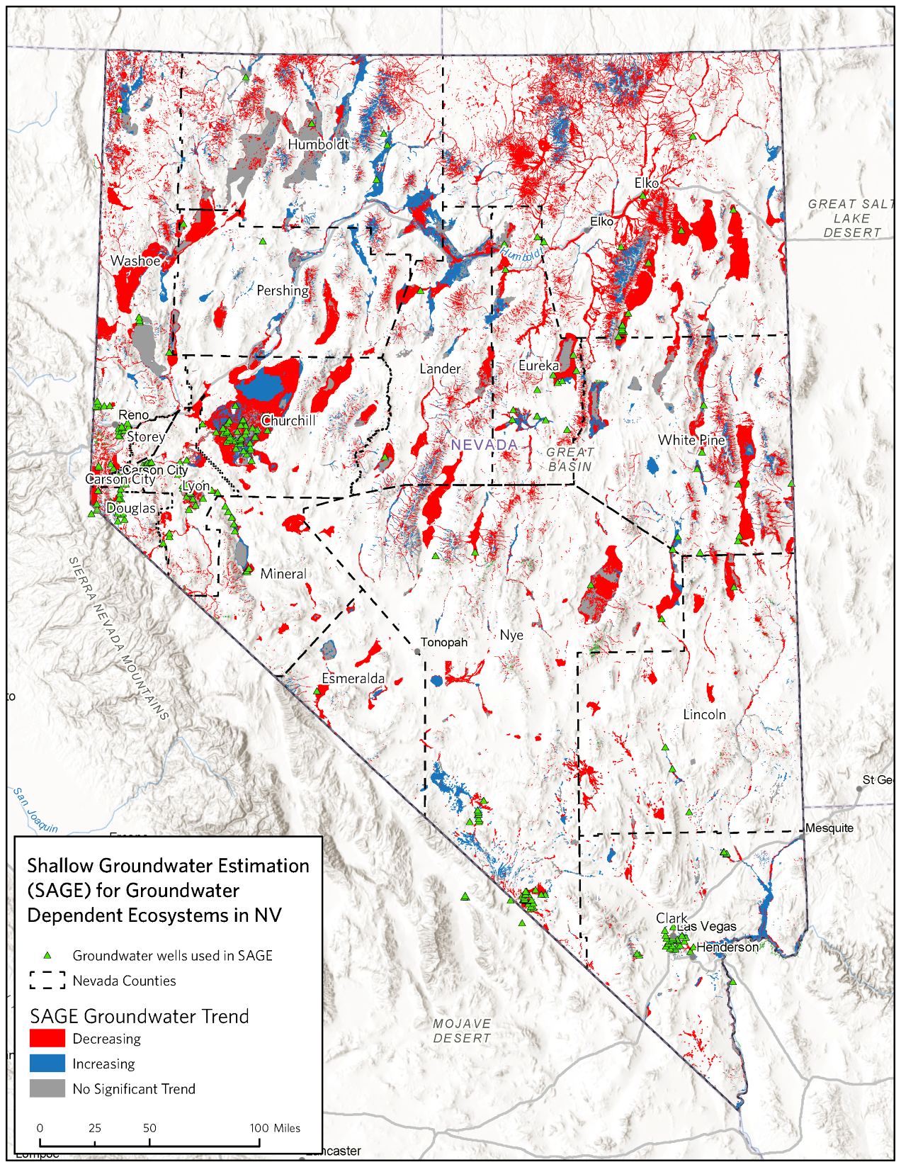 A map of groundwater in Nevada.