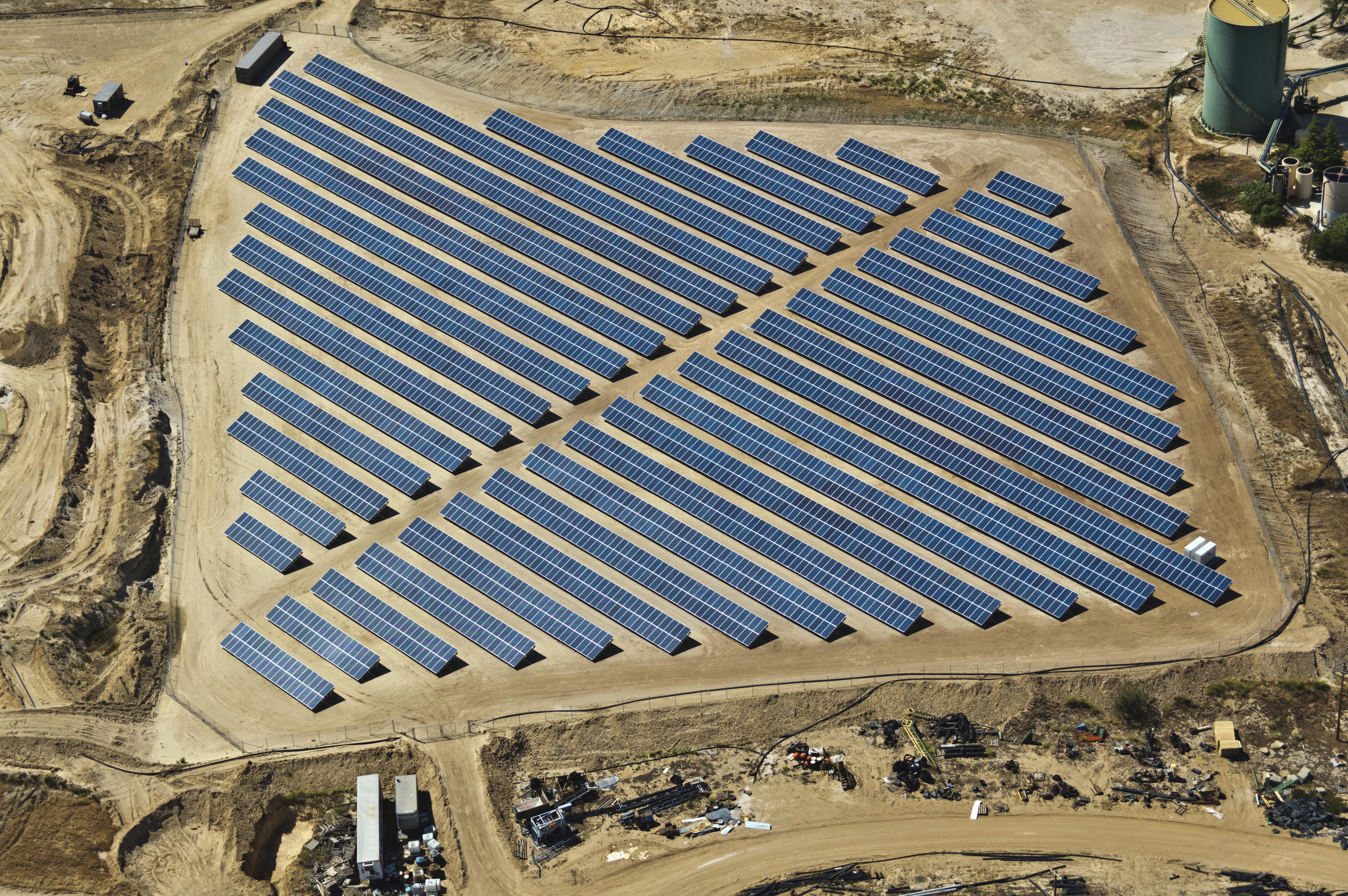 A solar array on a sand mine.