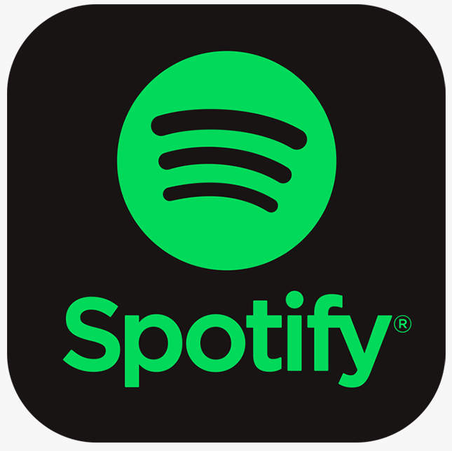 Spotify logo showing a small green and black graphic design with the word "Spotify."